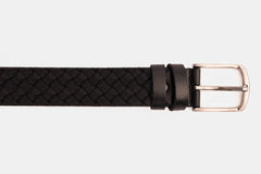 The Turan Black Woven Leather Belt - Vinci Leather