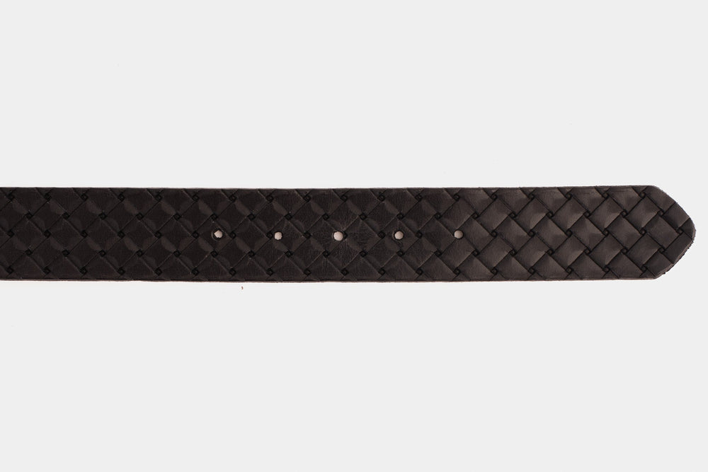 The Turan Black Woven Leather Belt - Vinci Leather