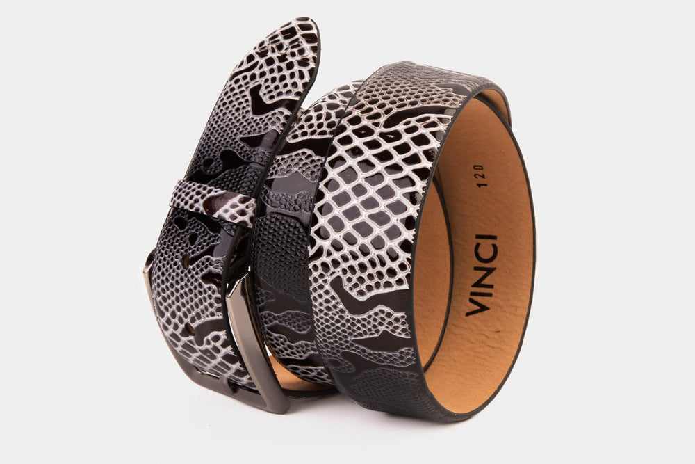 The Milano Black\/White Leather Belt Limited Edition - Vinci Leather