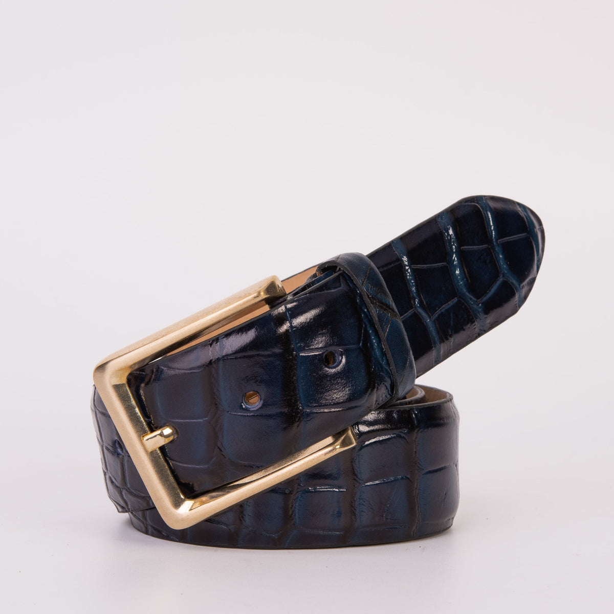The Strat Navy Blue Leather Belt - Vinci Leather