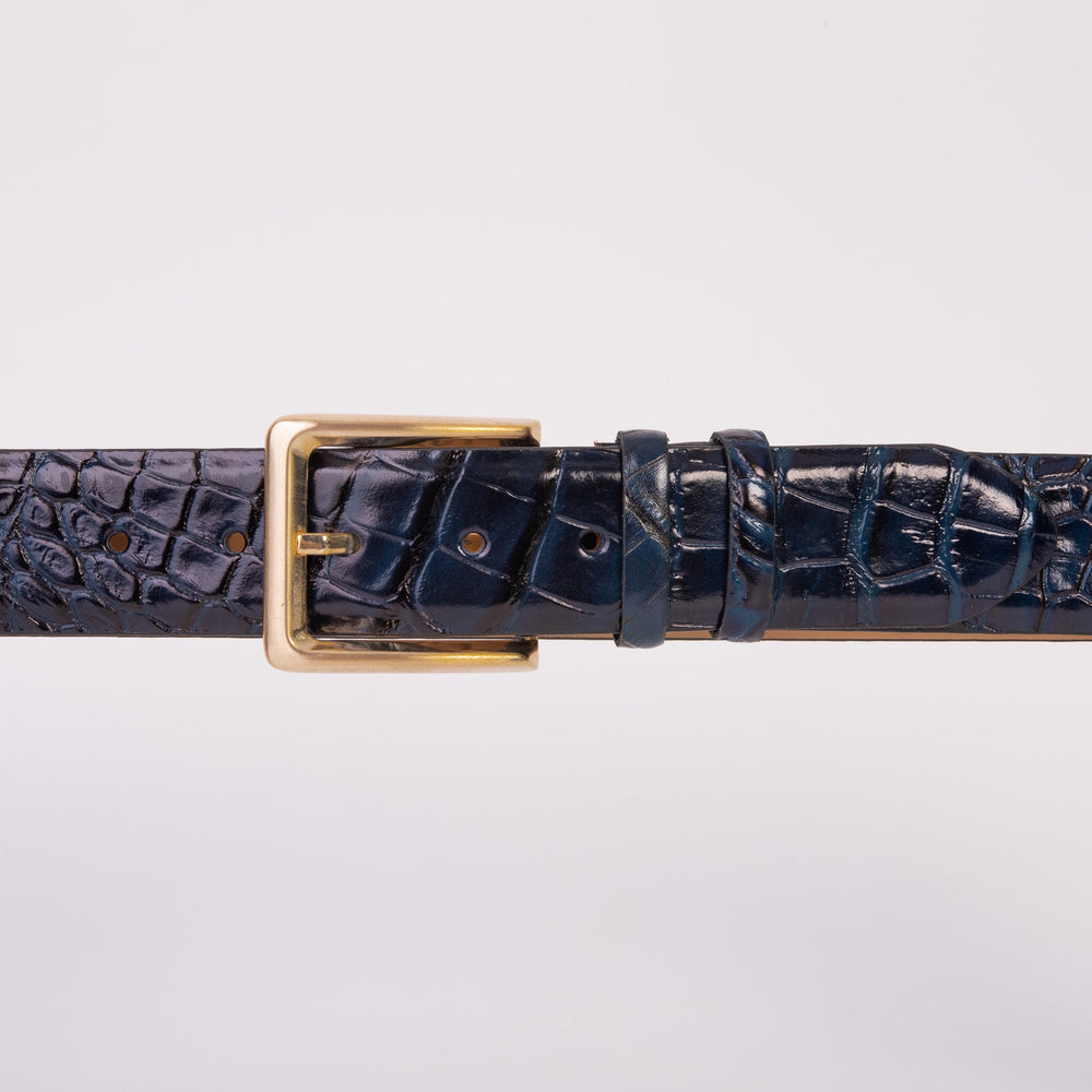 The Strat Navy Blue Leather Belt - Vinci Leather