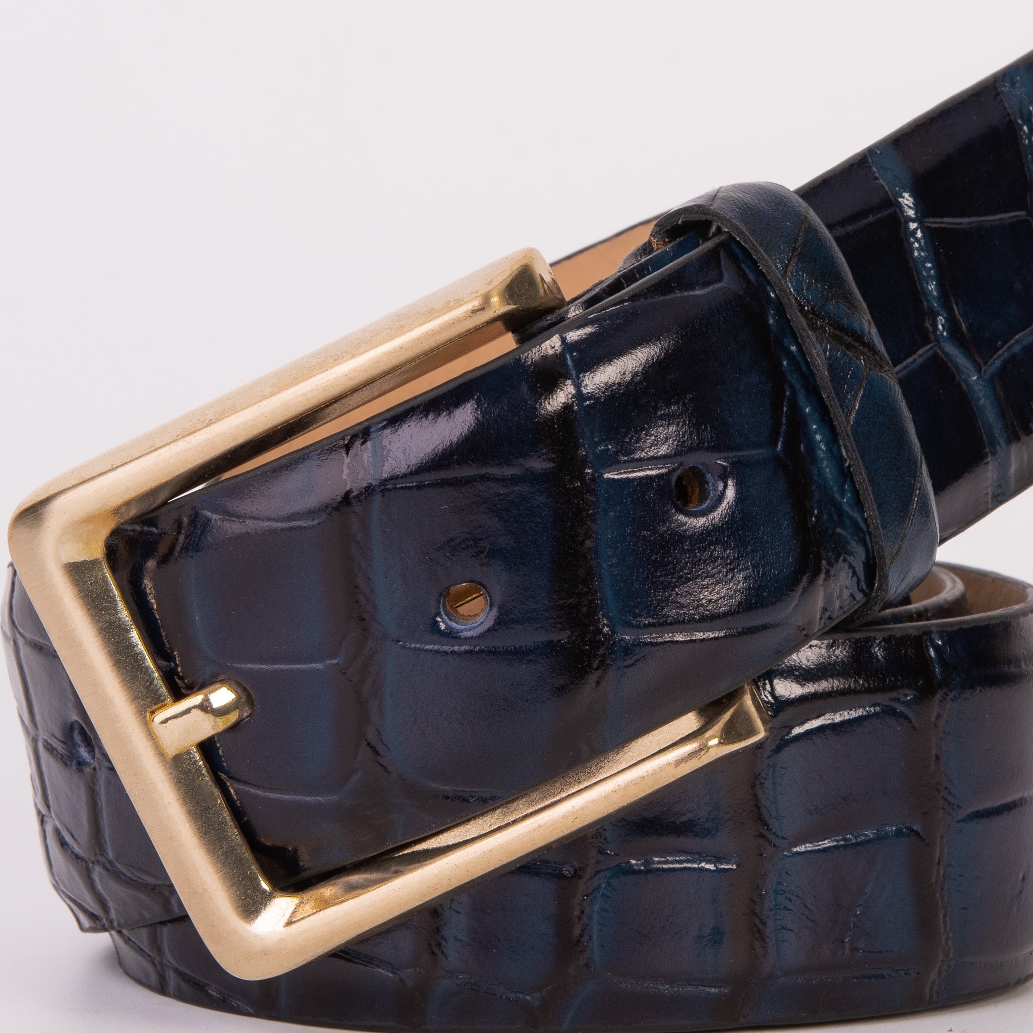 The Strat Navy Blue Leather Belt - Vinci Leather