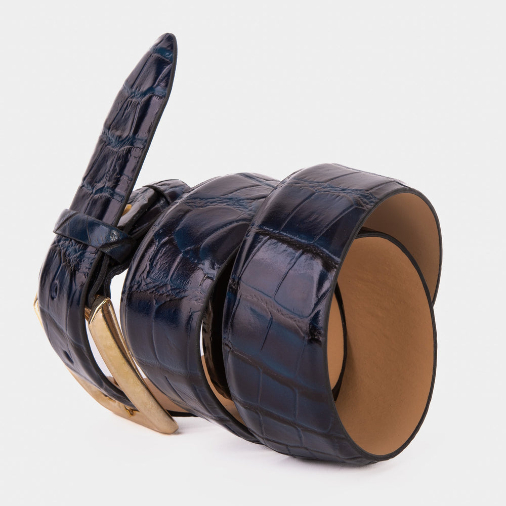 The Strat Navy Blue Leather Belt - Vinci Leather