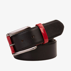 The Maratea Black Red Leather Belt - Vinci Leather
