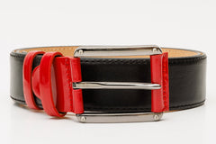 The Maratea Black Red Leather Belt - Vinci Leather