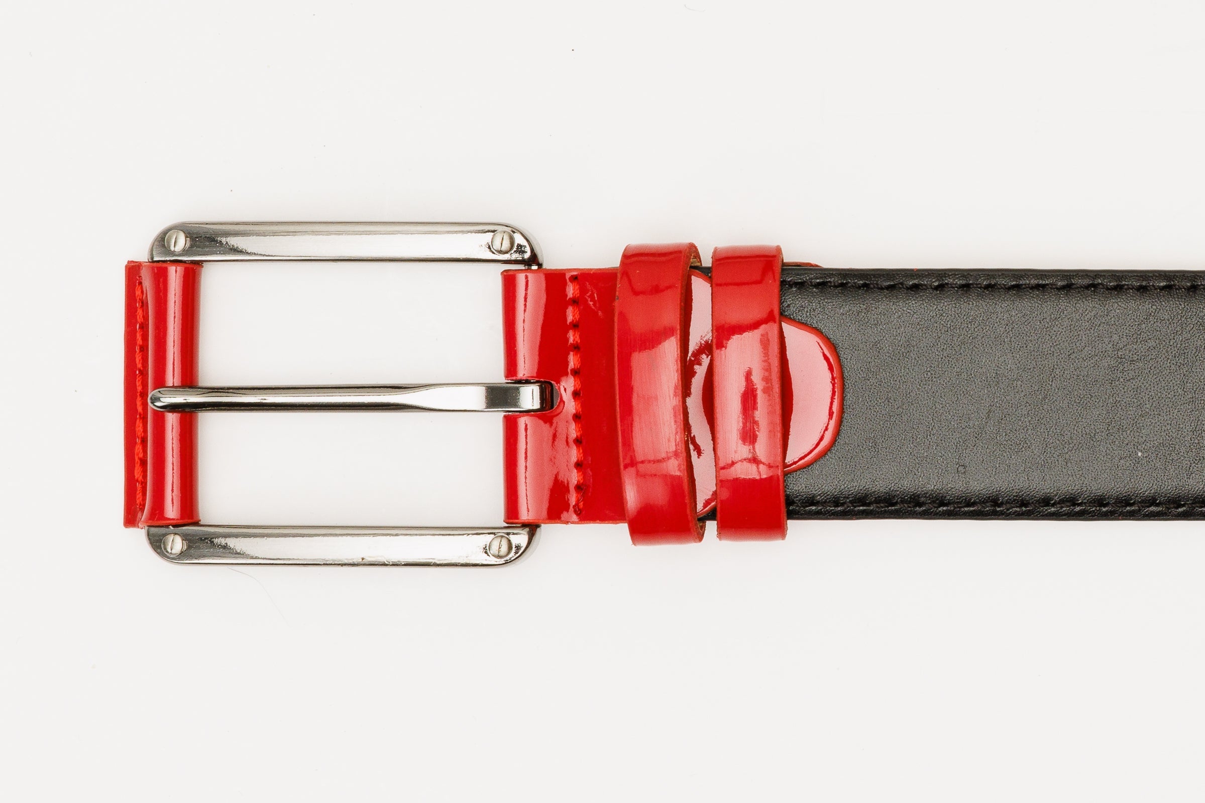 The Maratea Black Red Leather Belt - Vinci Leather