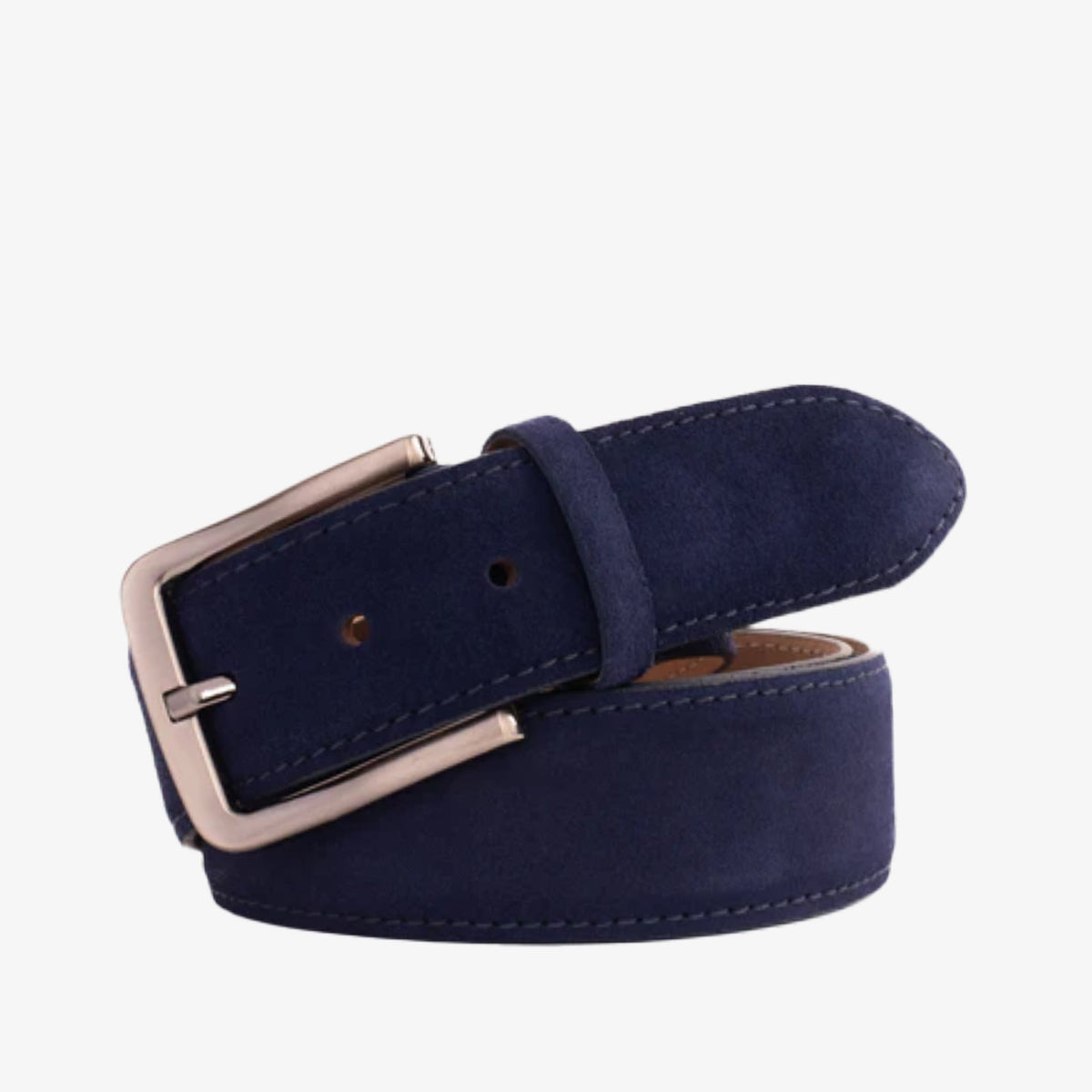 The Bari Navy Suede Leather Belt - Vinci Leather