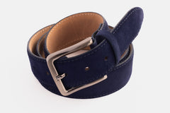 The Bari Navy Suede Leather Belt - Vinci Leather
