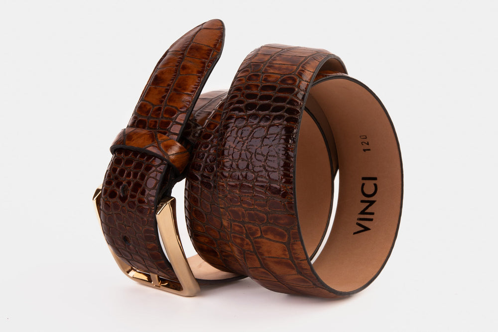 The Monaco Brown Leather Belt - Vinci Leather