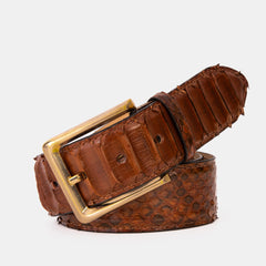 The Boss Tan Pythn Snk Leather Belt - Vinci Leather