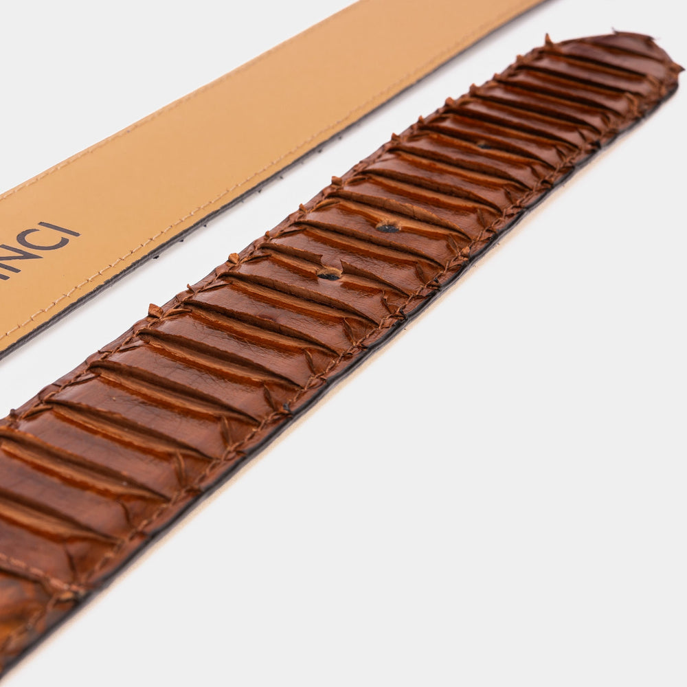 The Boss Tan Pythn Snk Leather Belt - Vinci Leather