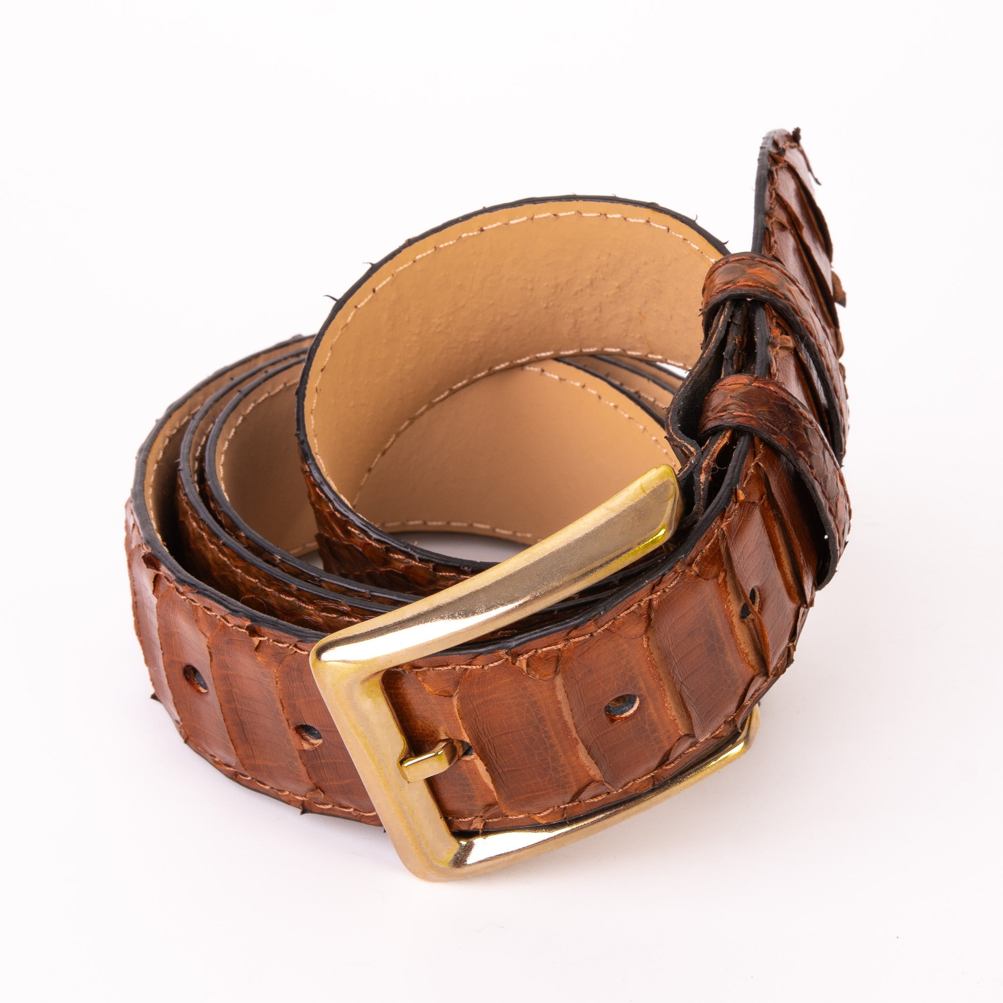 The Boss Tan Pythn Snk Leather Belt - Vinci Leather