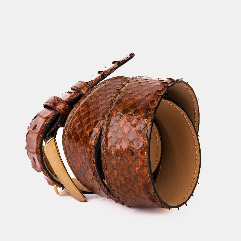The Boss Tan Pythn Snk Leather Belt - Vinci Leather