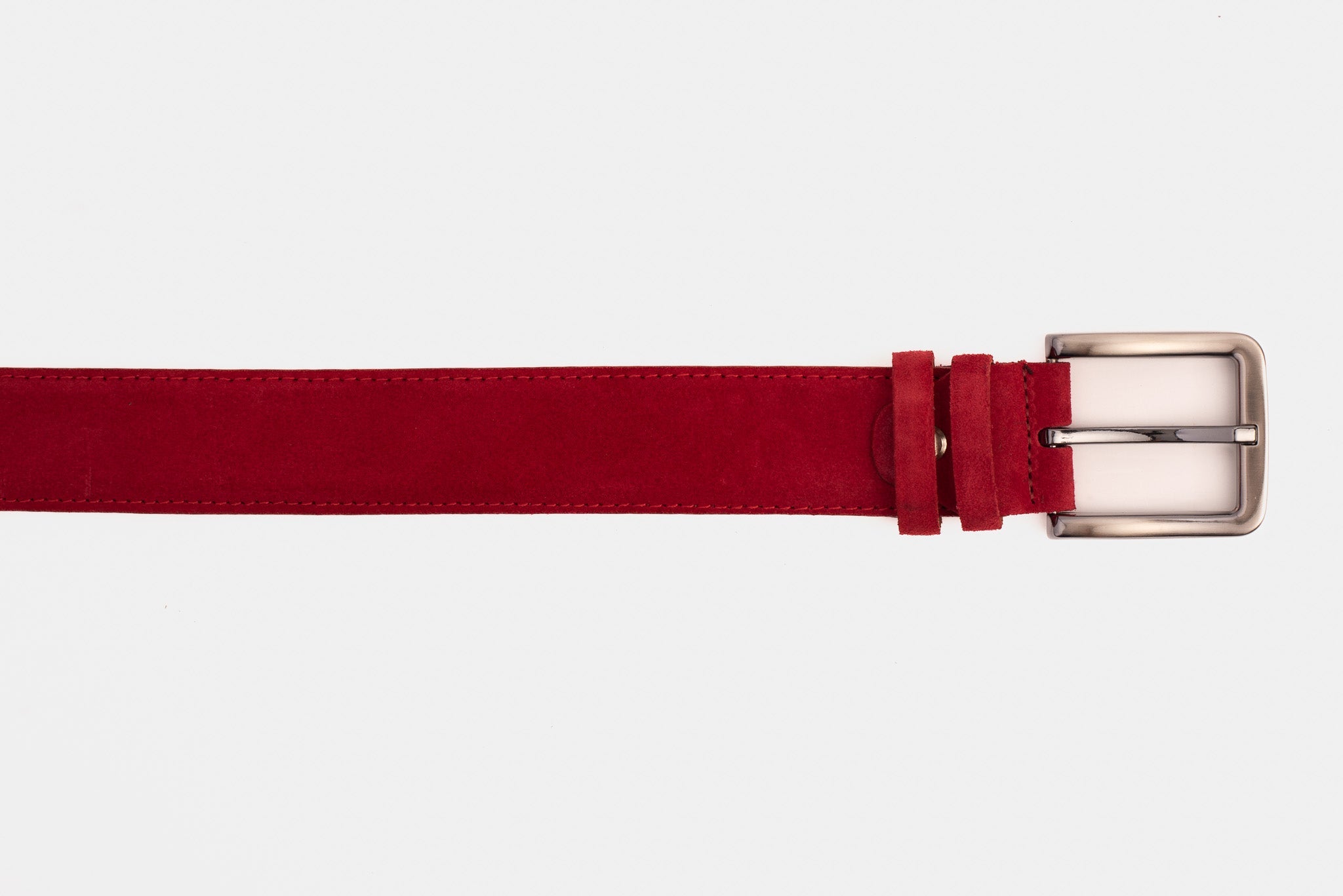 The Bari Red Suede Leather Belt - Vinci Leather