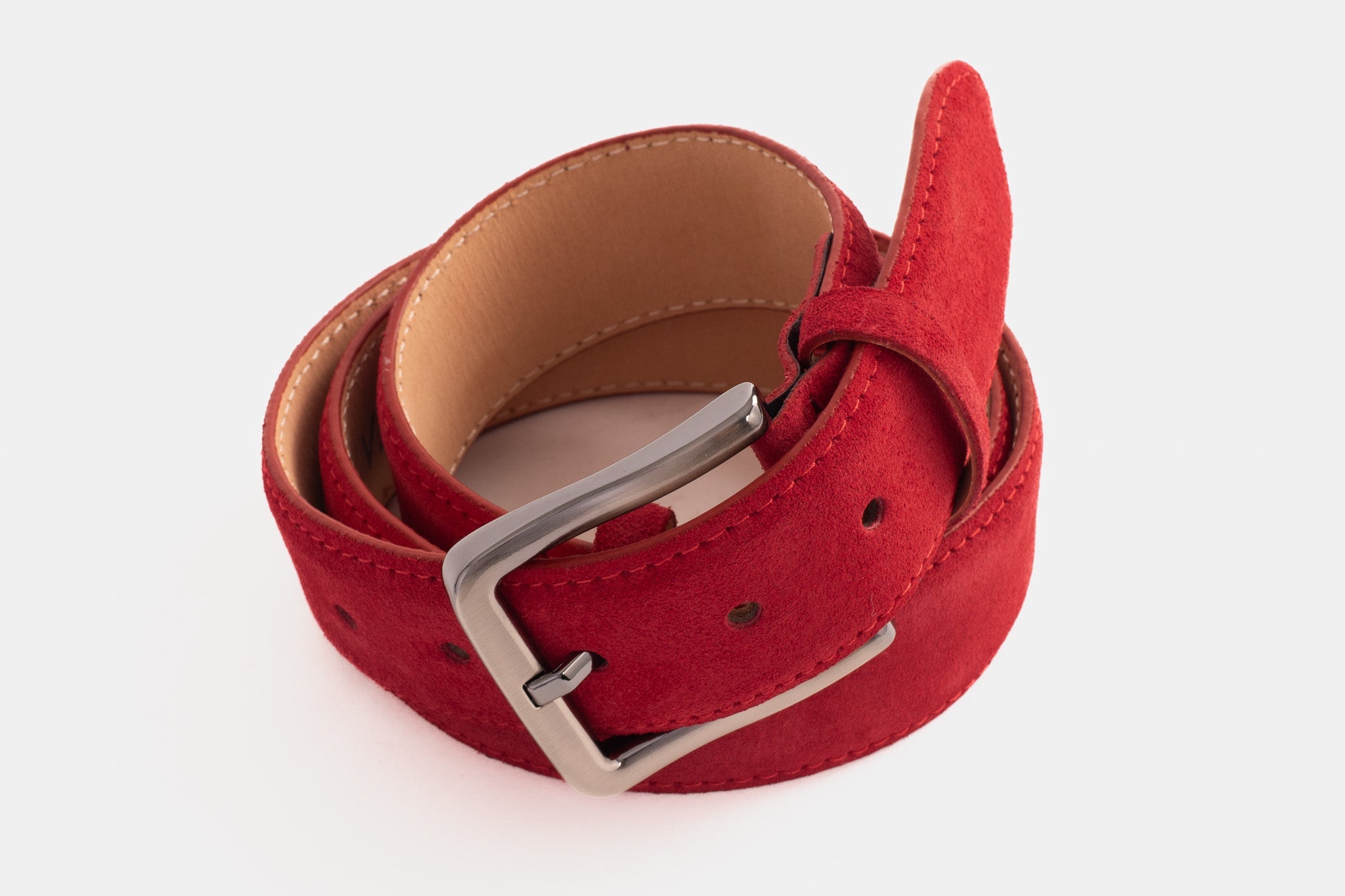 The Bari Red Suede Leather Belt - Vinci Leather