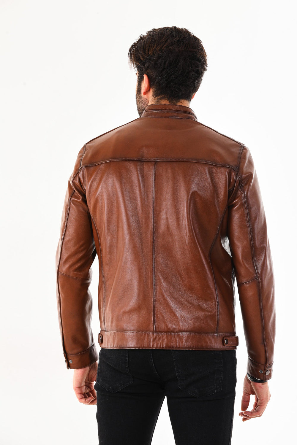 The Rossi Cognac Brown Leather Jacket - Vinci Leather