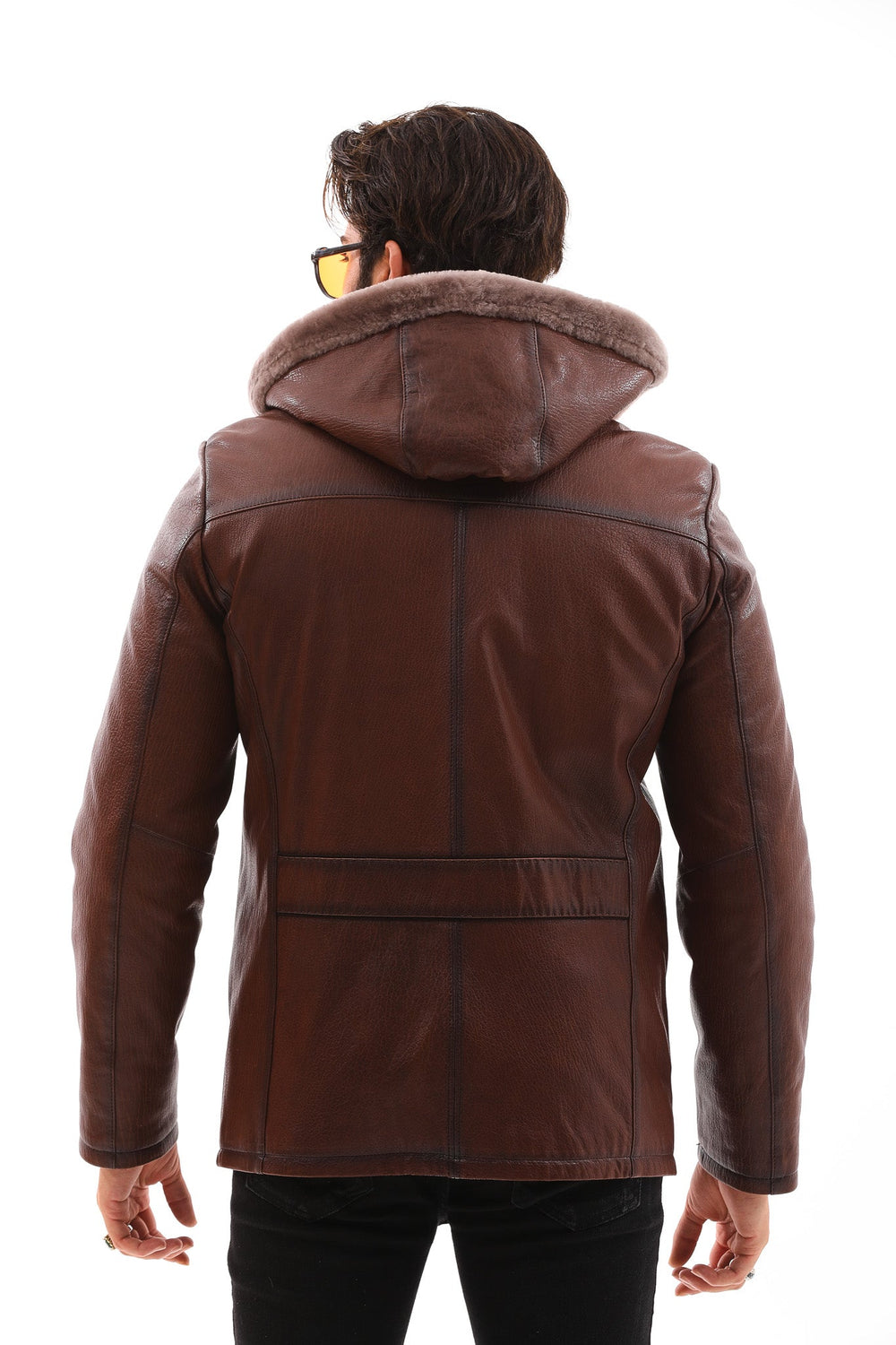 The Bergamo Brown Shearling Leather Jacket - Vinci Leather