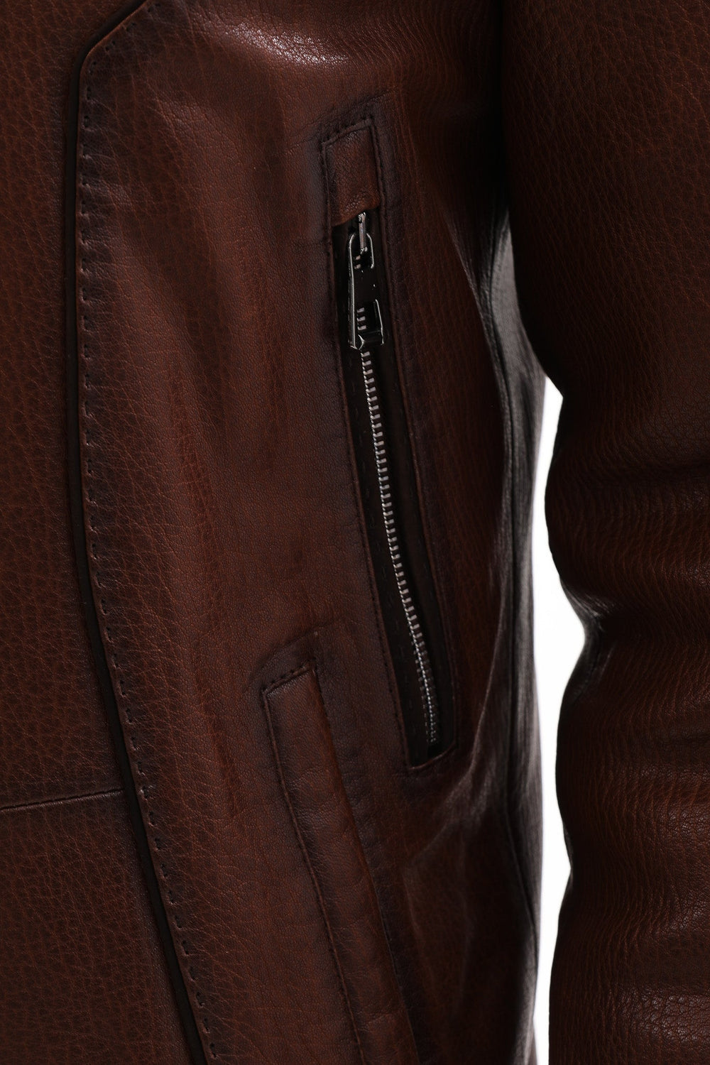 The Bergamo Brown Shearling Leather Jacket - Vinci Leather