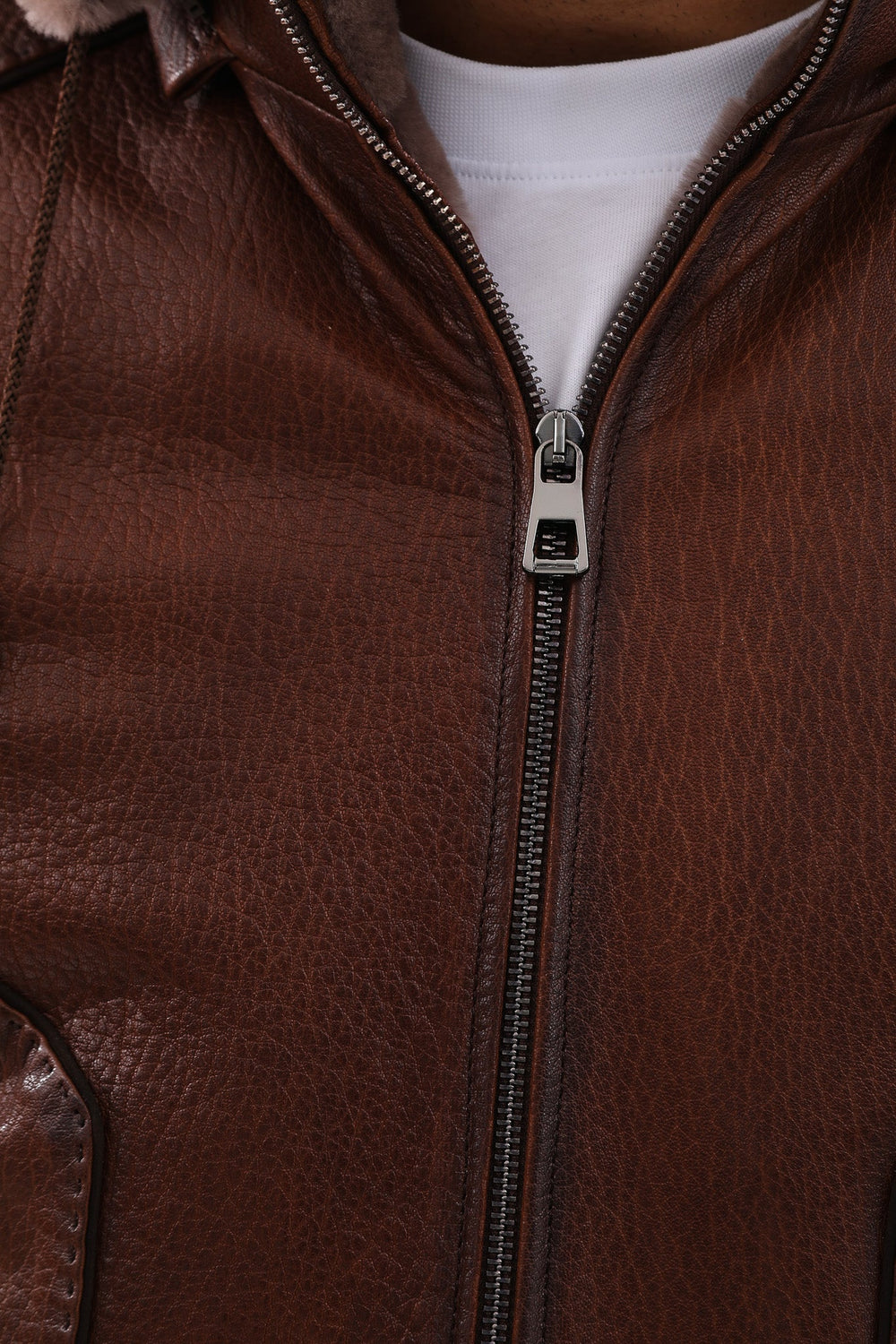 The Bergamo Brown Shearling Leather Jacket - Vinci Leather