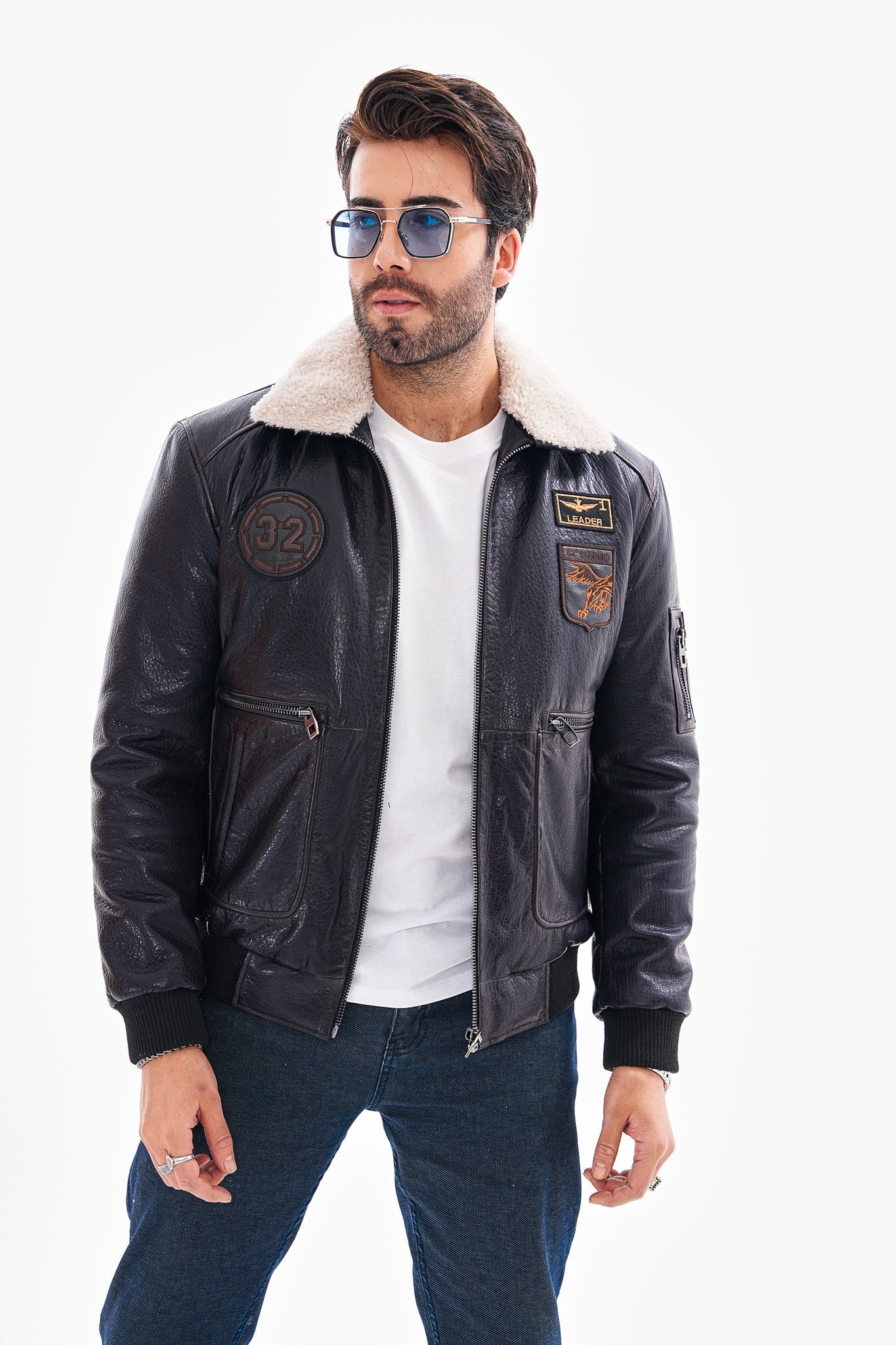 The Northway Navy Blue Lambskin Leather Jacket - Vinci Leather