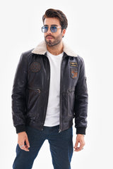 The Northway Navy Blue Lambskin Leather Jacket - Vinci Leather