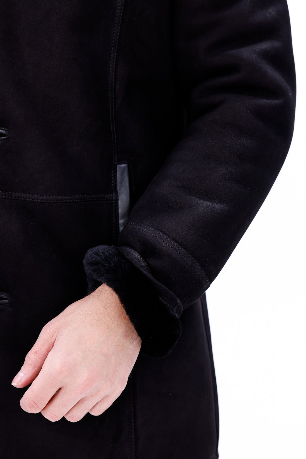 The Lariana Black Shearling Jacket - Vinci Leather