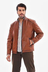 The Varden Tan Leather Jacket - Vinci Leather