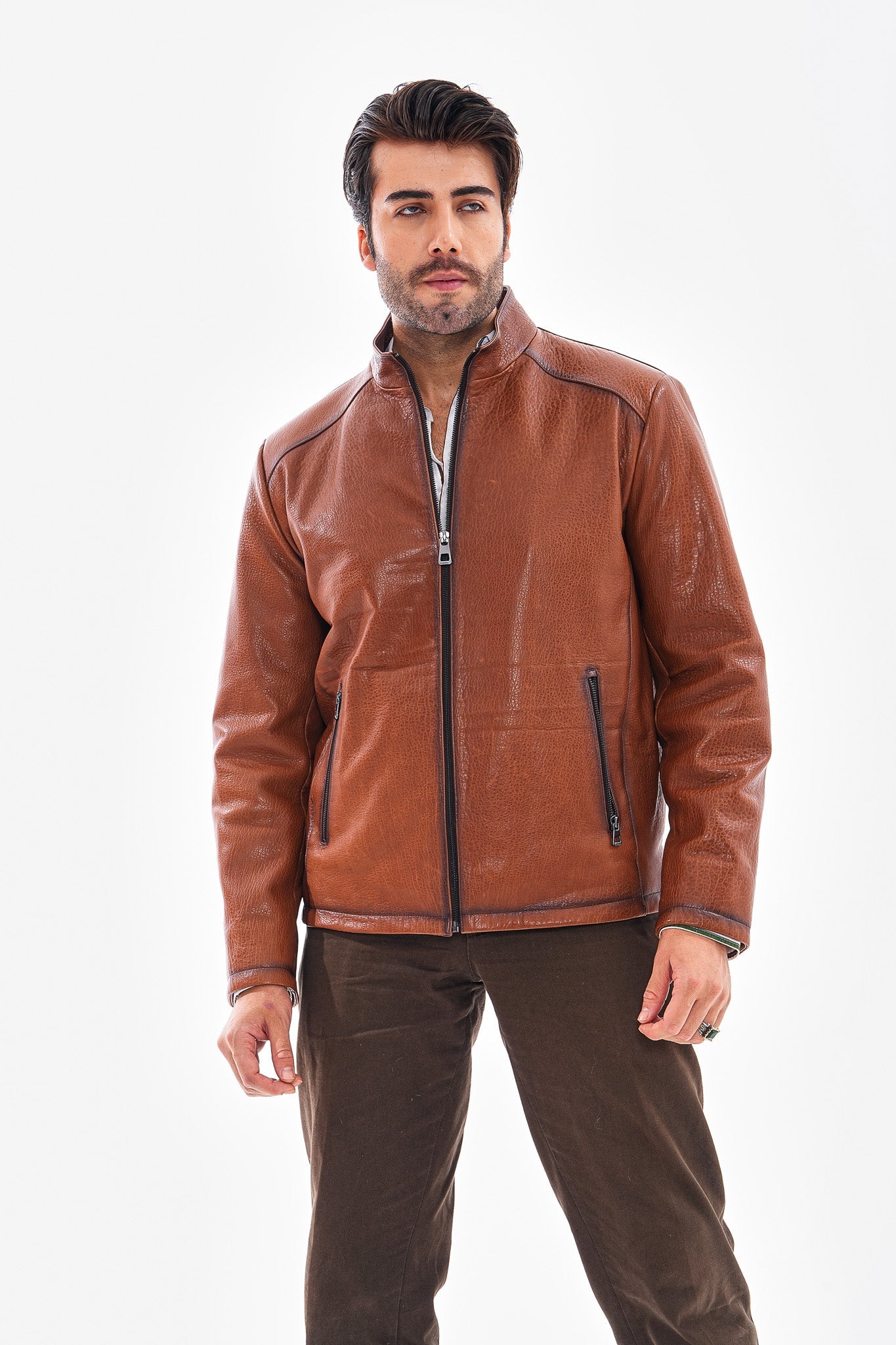 The Varden Tan Leather Jacket - Vinci Leather