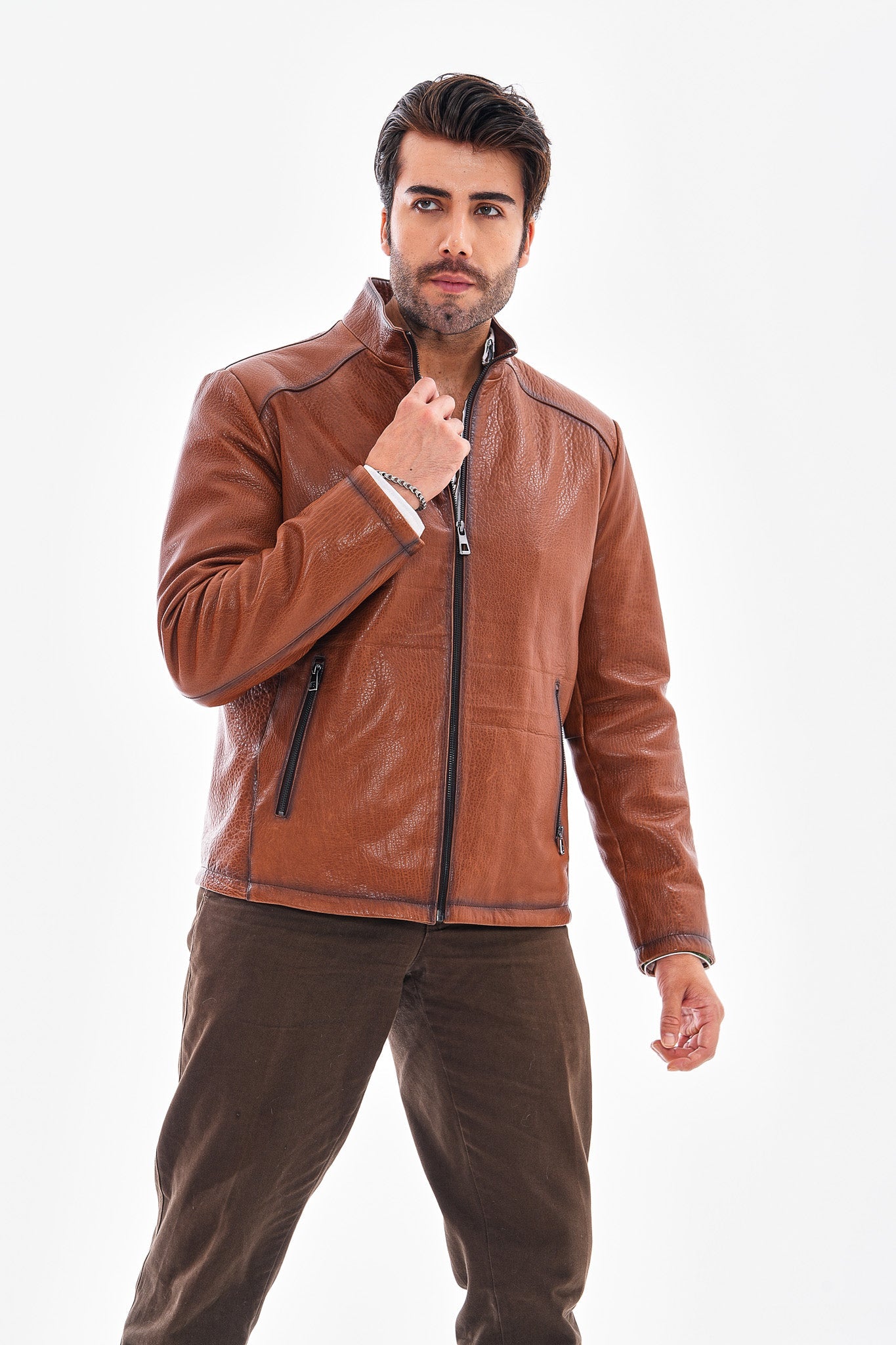 The Varden Tan Leather Jacket - Vinci Leather