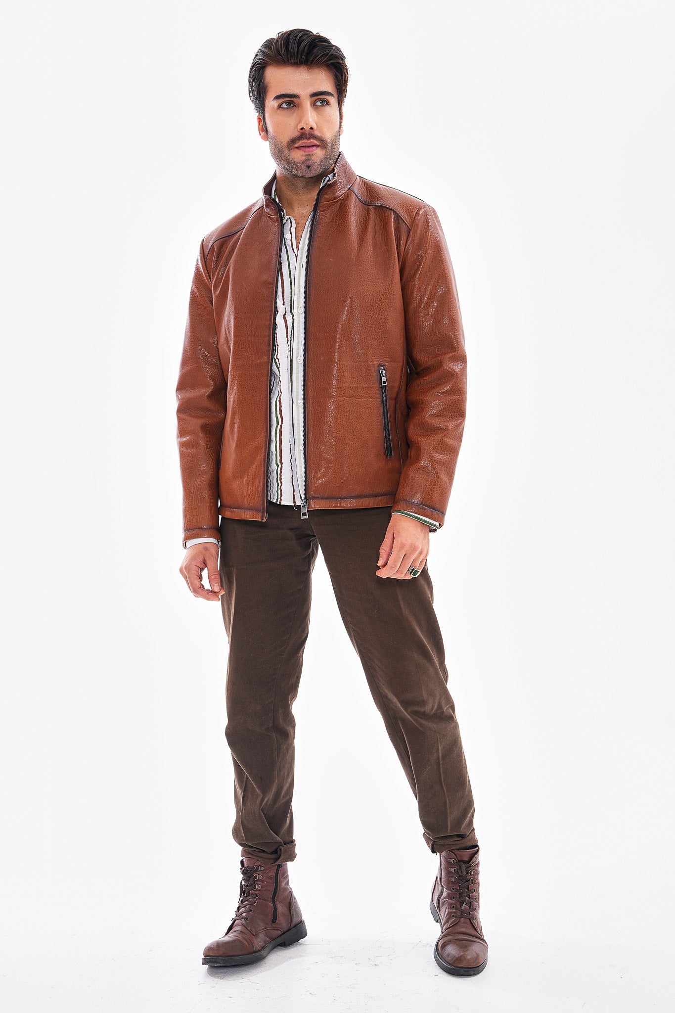 The Varden Tan Leather Jacket - Vinci Leather