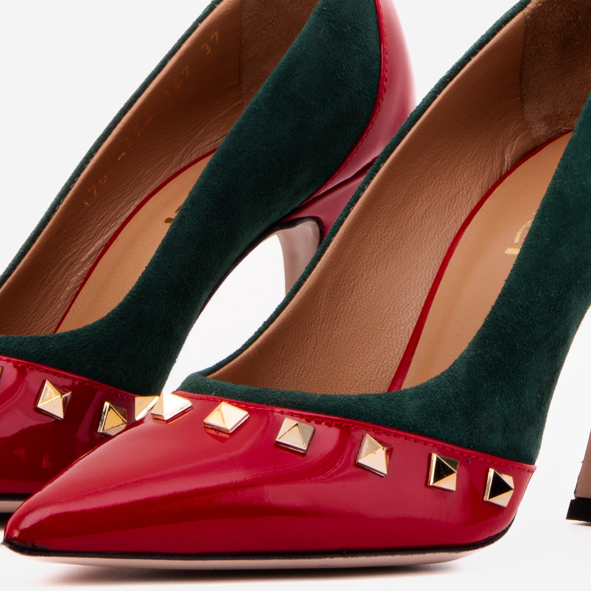 The Bella Vita Studded Red Green Leather Pump Shoe - Vinci Leather