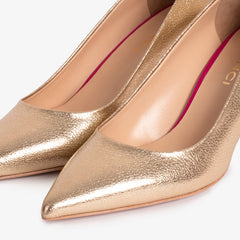 The Brunello Gold Leather Pump Shoe - Vinci Leather