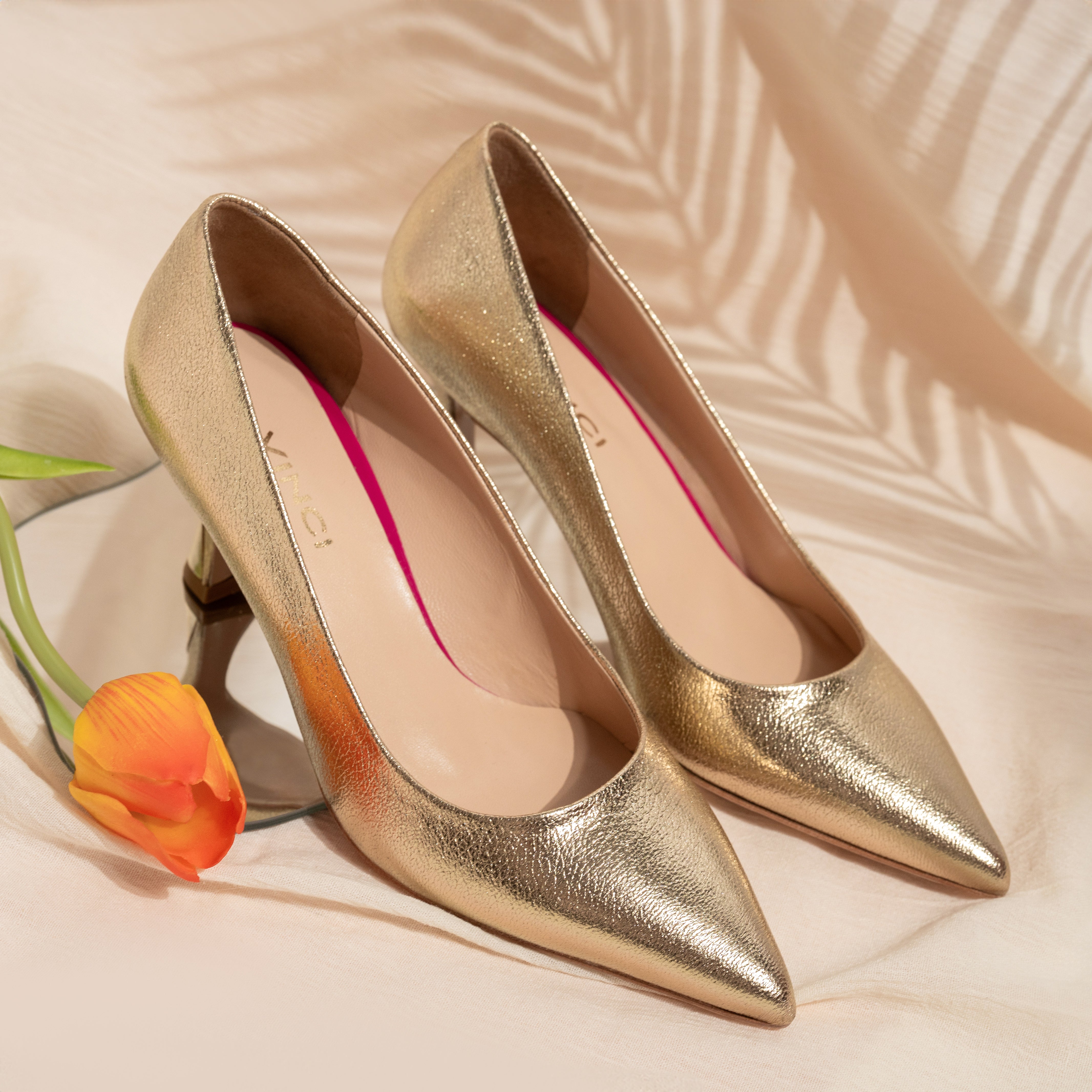 The Brunello Gold Leather Pump Shoe - Vinci Leather