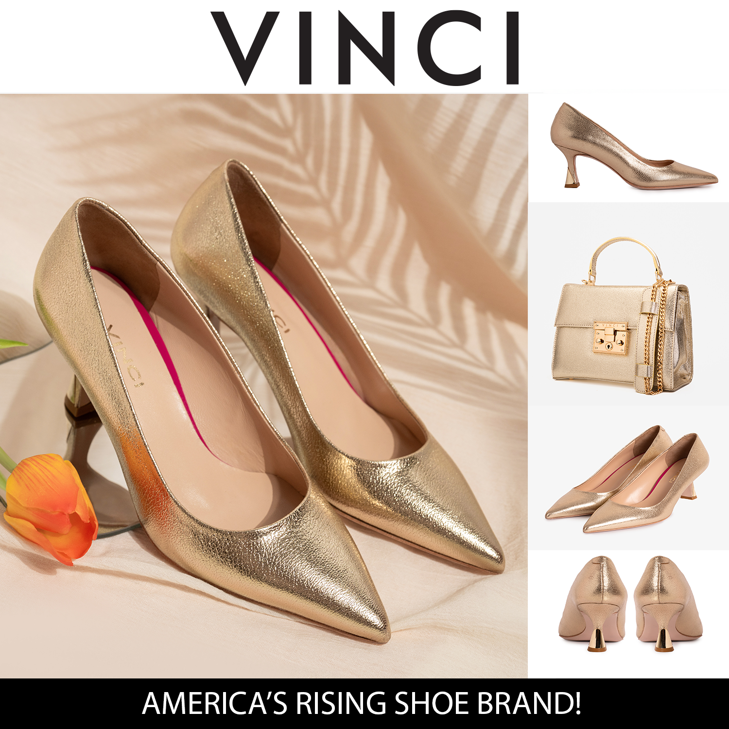 The Brunello Gold Leather Pump Shoe - Vinci Leather