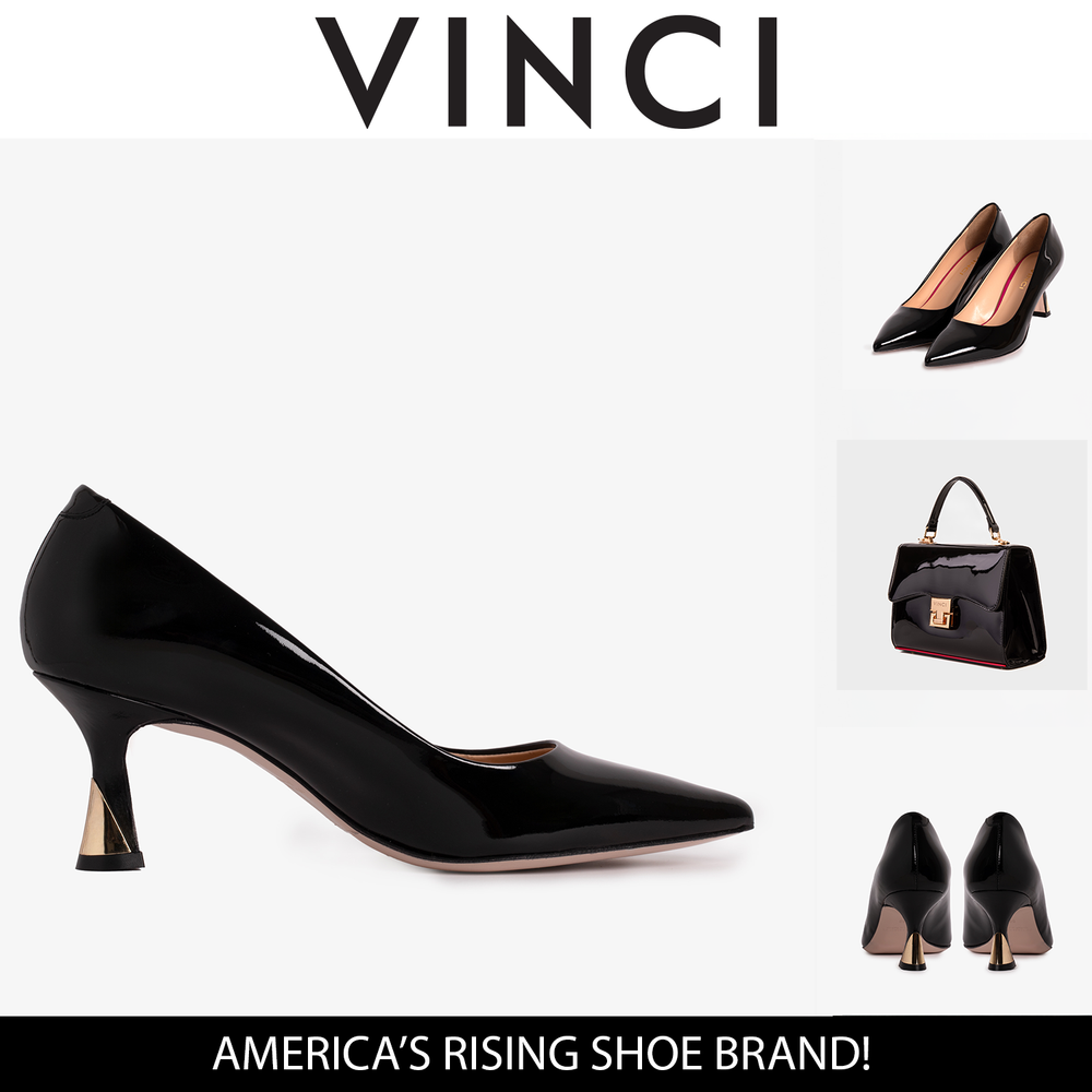 The Brunello Black Patent Leather Pump Shoe - Vinci Leather