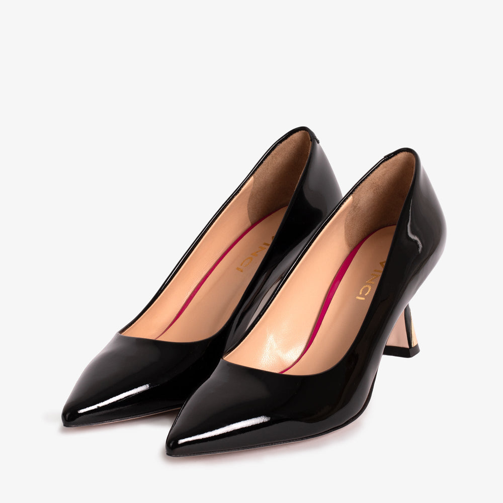 The Brunello Black Patent Leather Pump Shoe - Vinci Leather