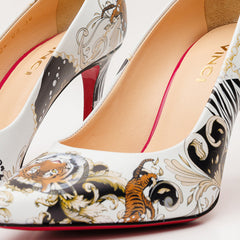 The Perugia White Leather Pump Shoe - Vinci Leather