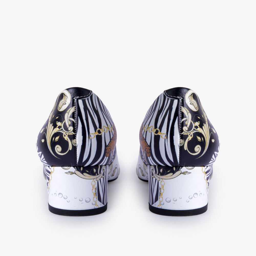 The Perugia White Leather Lower Heel Pump Shoe - Vinci Leather