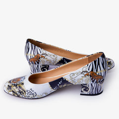 The Perugia White Leather Lower Heel Pump Shoe - Vinci Leather