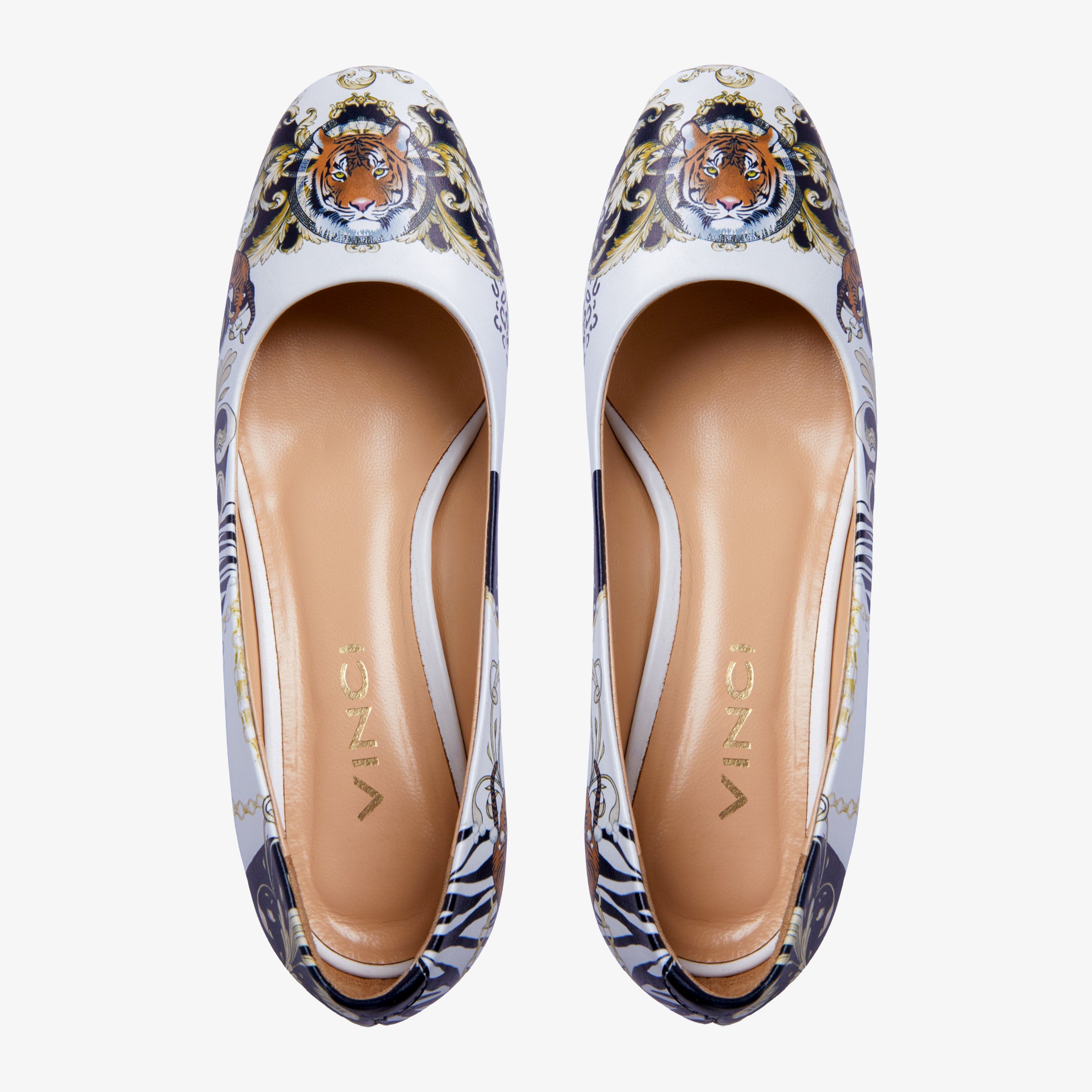 The Perugia White Leather Lower Heel Pump Shoe - Vinci Leather
