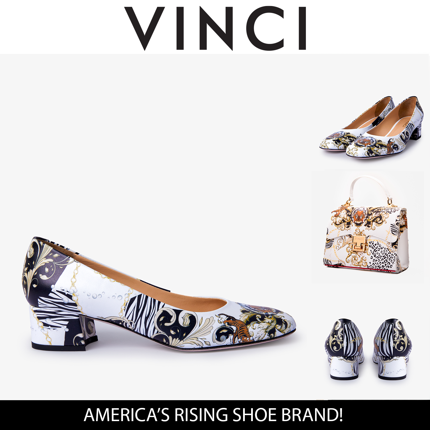 The Perugia White Leather Lower Heel Pump Shoe - Vinci Leather