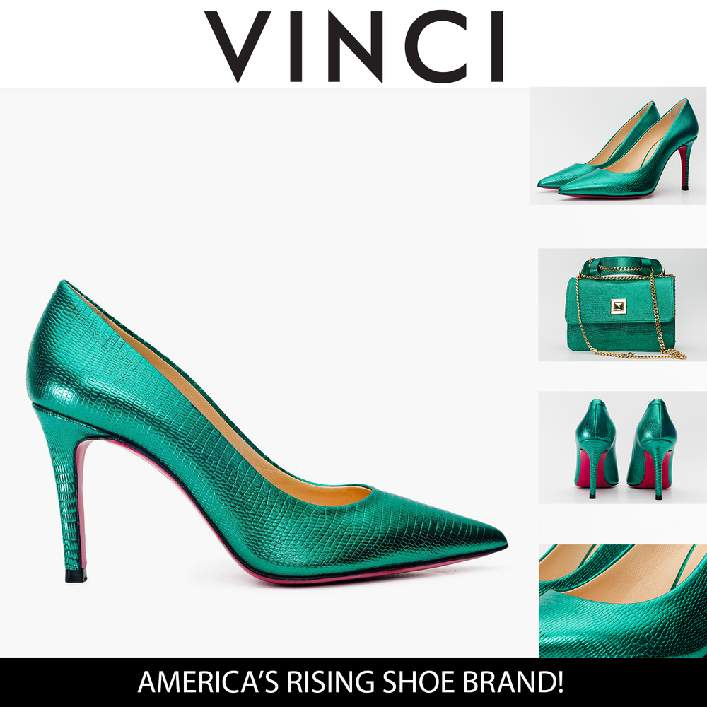 The Maple Green Leather Pump Fuchsia Sole Shoe - Vinci Leather