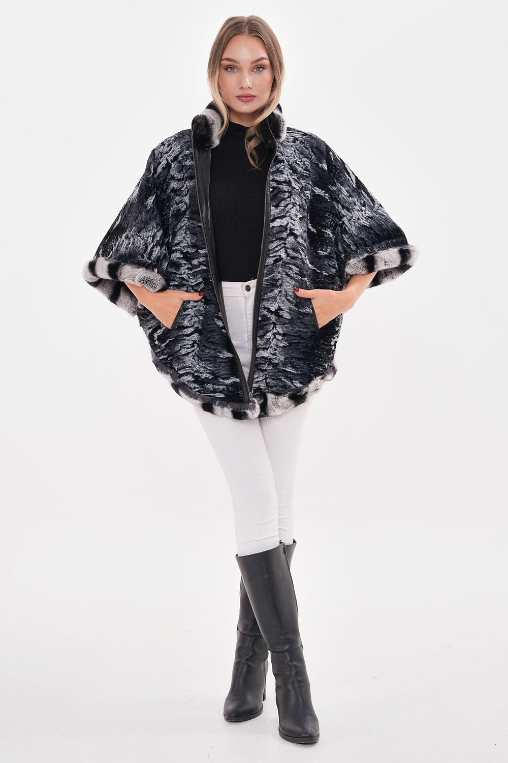 The Glacier Black Reversible Leather Jacket - Vinci Leather