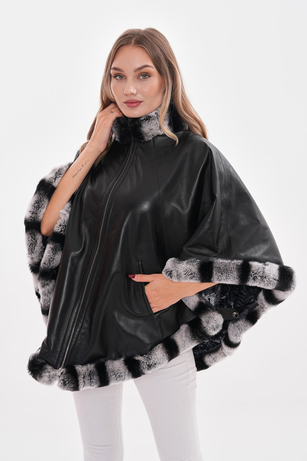 The Glacier Black Reversible Leather Jacket - Vinci Leather