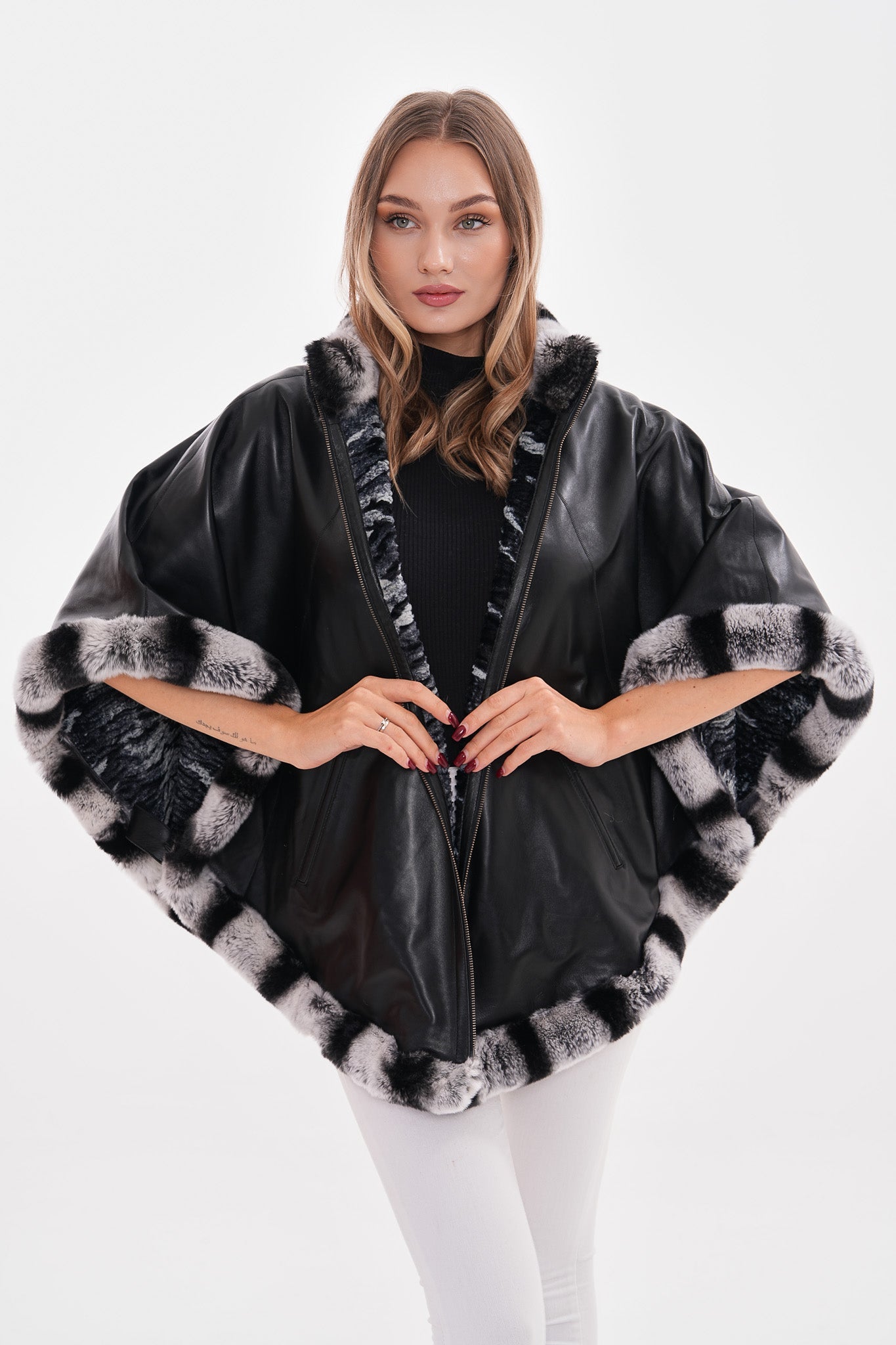 The Glacier Black Reversible Leather Jacket - Vinci Leather