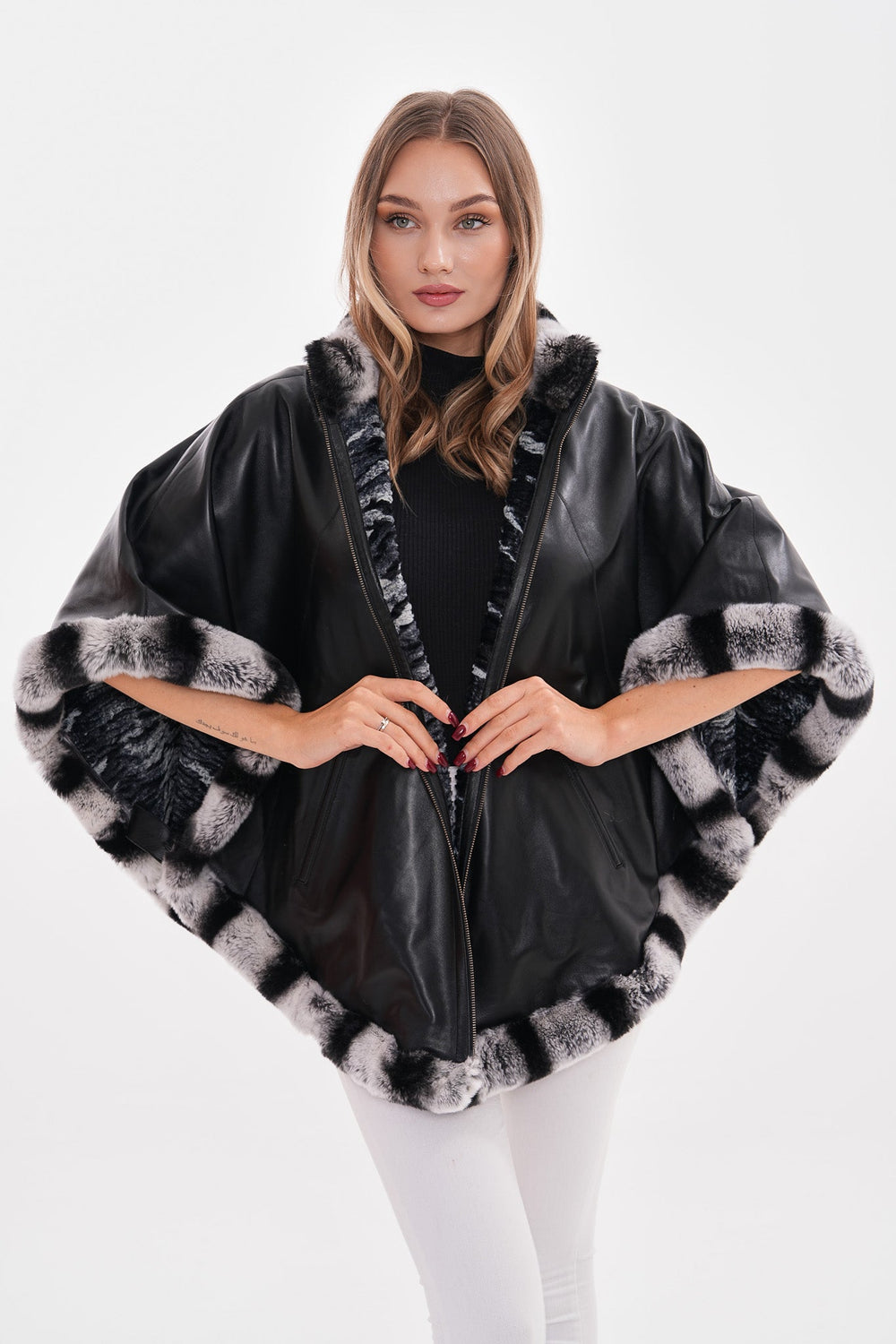 The Glacier Black Reversible Leather Jacket - Vinci Leather