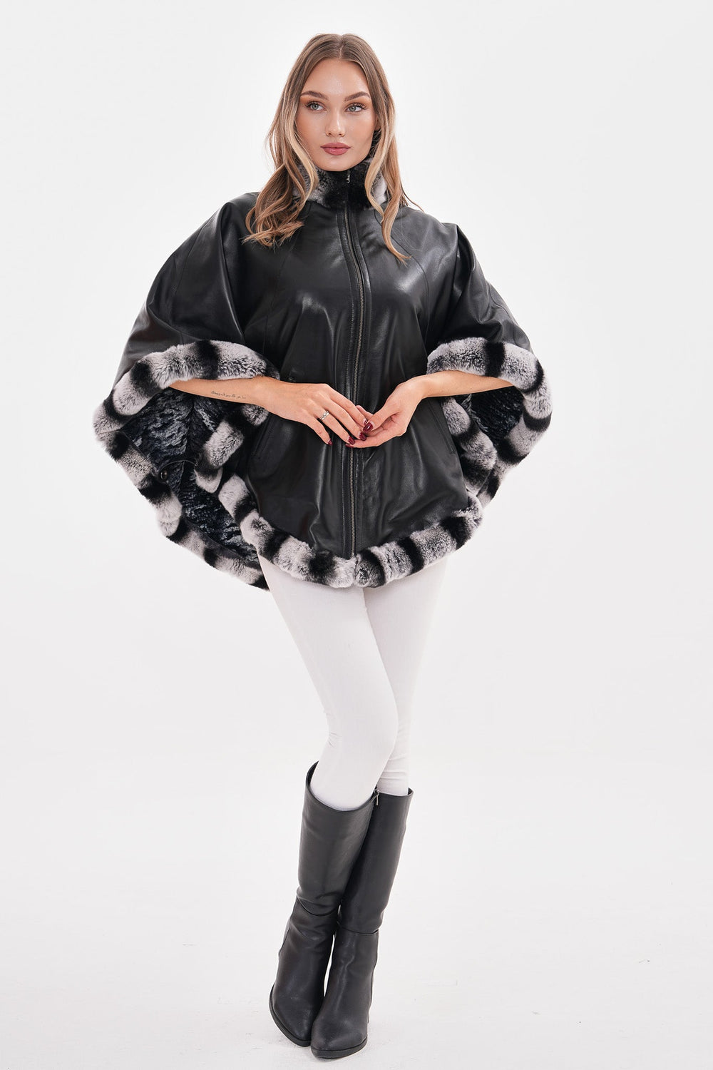 The Glacier Black Reversible Leather Jacket - Vinci Leather