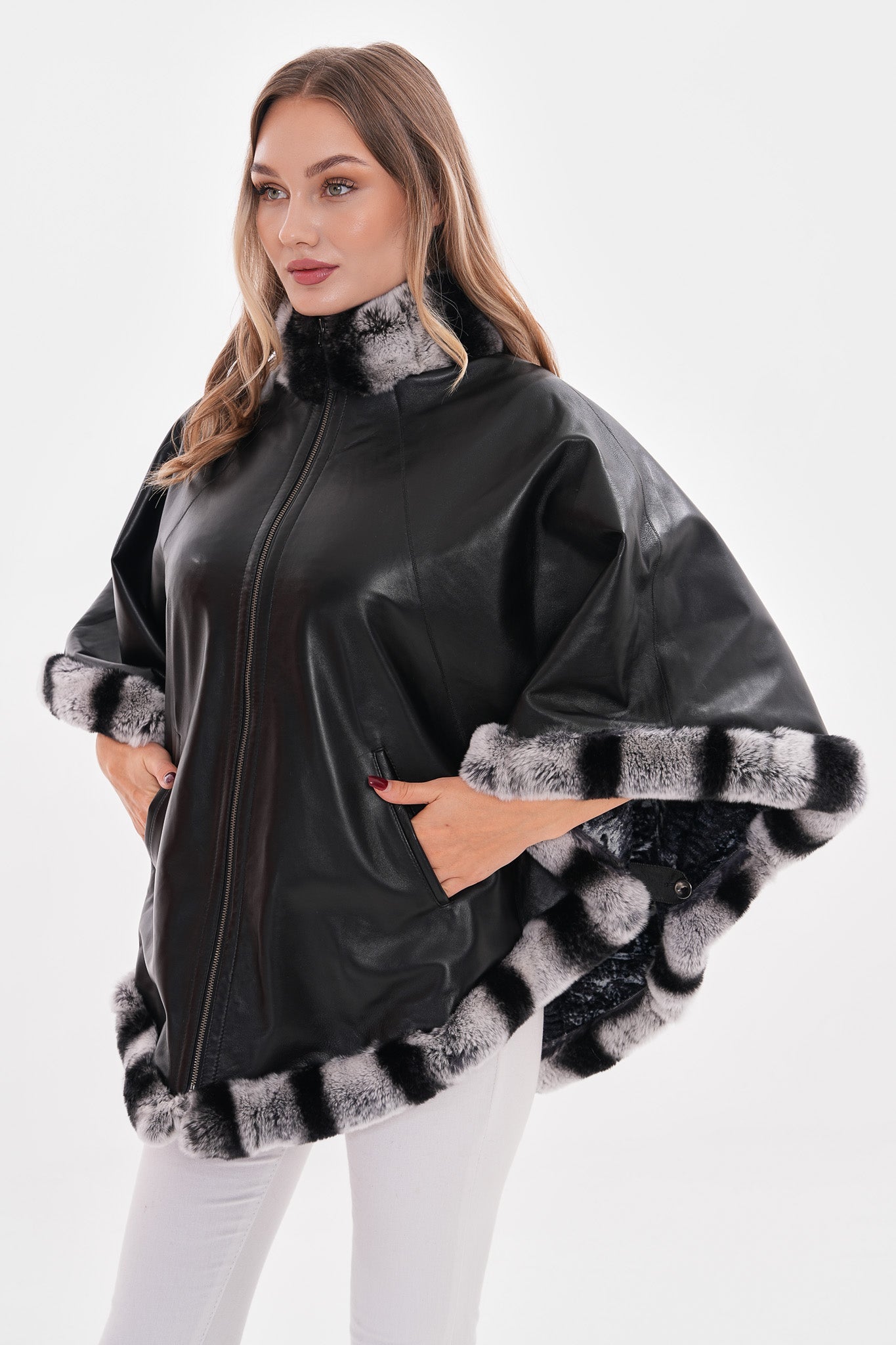 The Glacier Black Reversible Leather Jacket - Vinci Leather