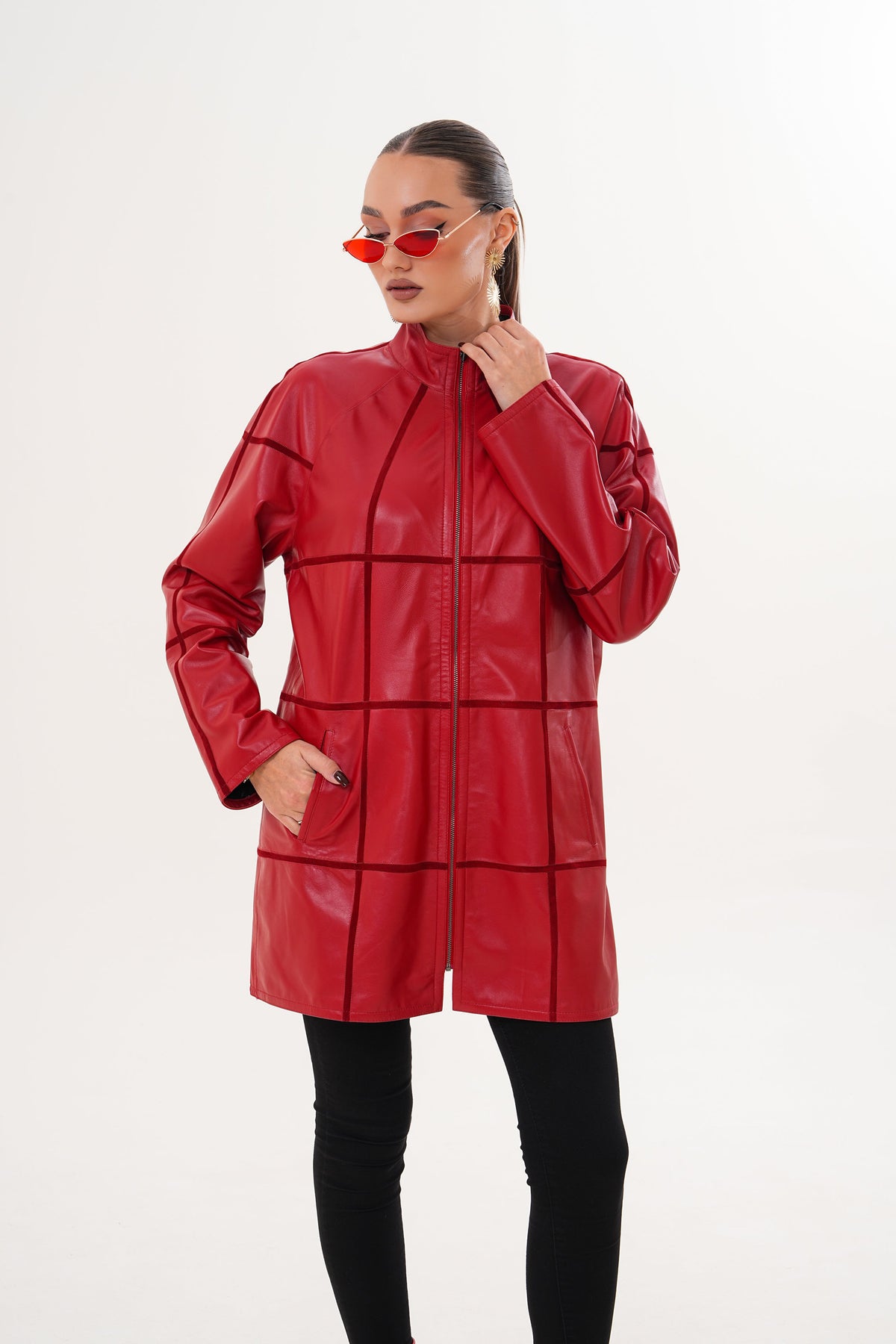 The Prado Reversible Red Leather Jacket - Vinci Leather