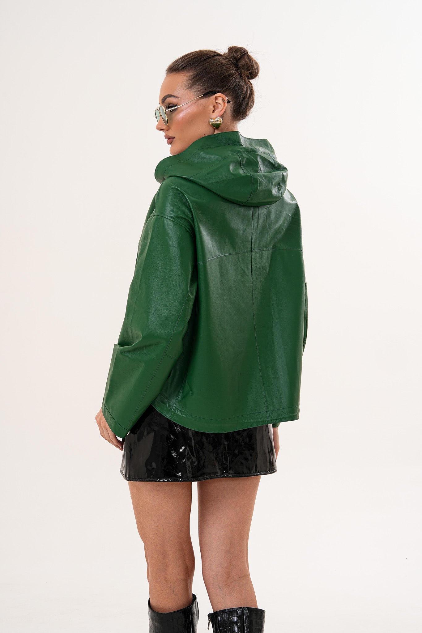 The Calyra Reversible Leather Jacket – Emerald Green - Vinci Leather